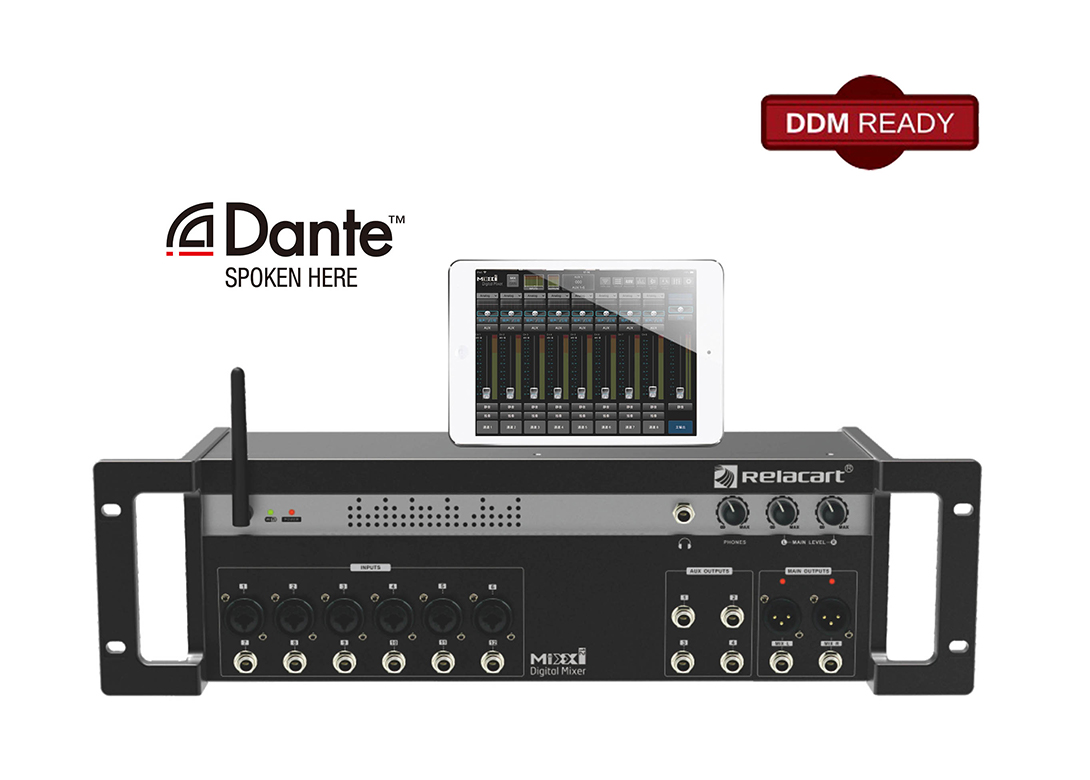 Relacart MIXX12 12 CH Tablet Rack Digital Mixer, 6 Out, Delay & Reverb